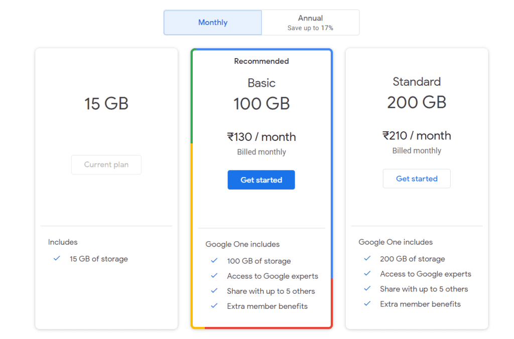 Google Drive Subscription Pricing