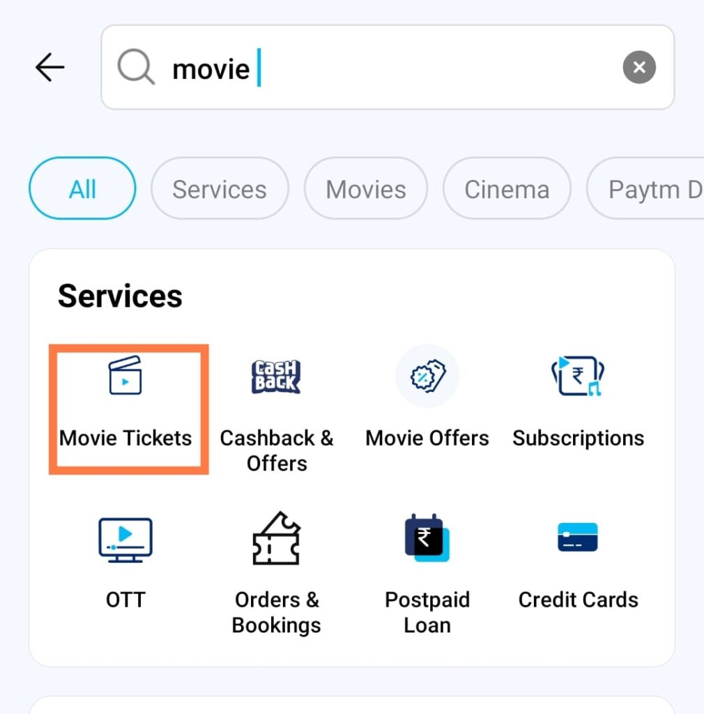 search movie on paytm